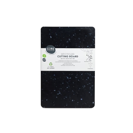 Core Kitchen Recycled Plastic Cutting Board L with Non-Slip Footing - White Confetti on Black 46366